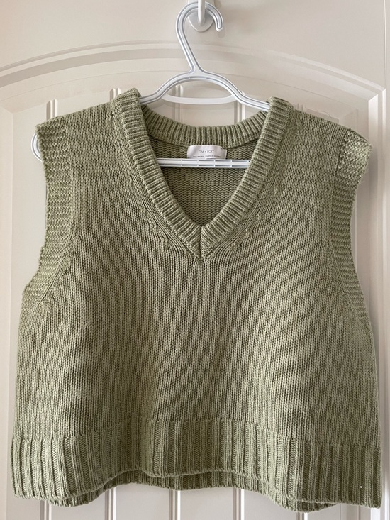 OAK + FORT Tops - OAK + FORT Ribbed V-Neck Knit Vest | Sage